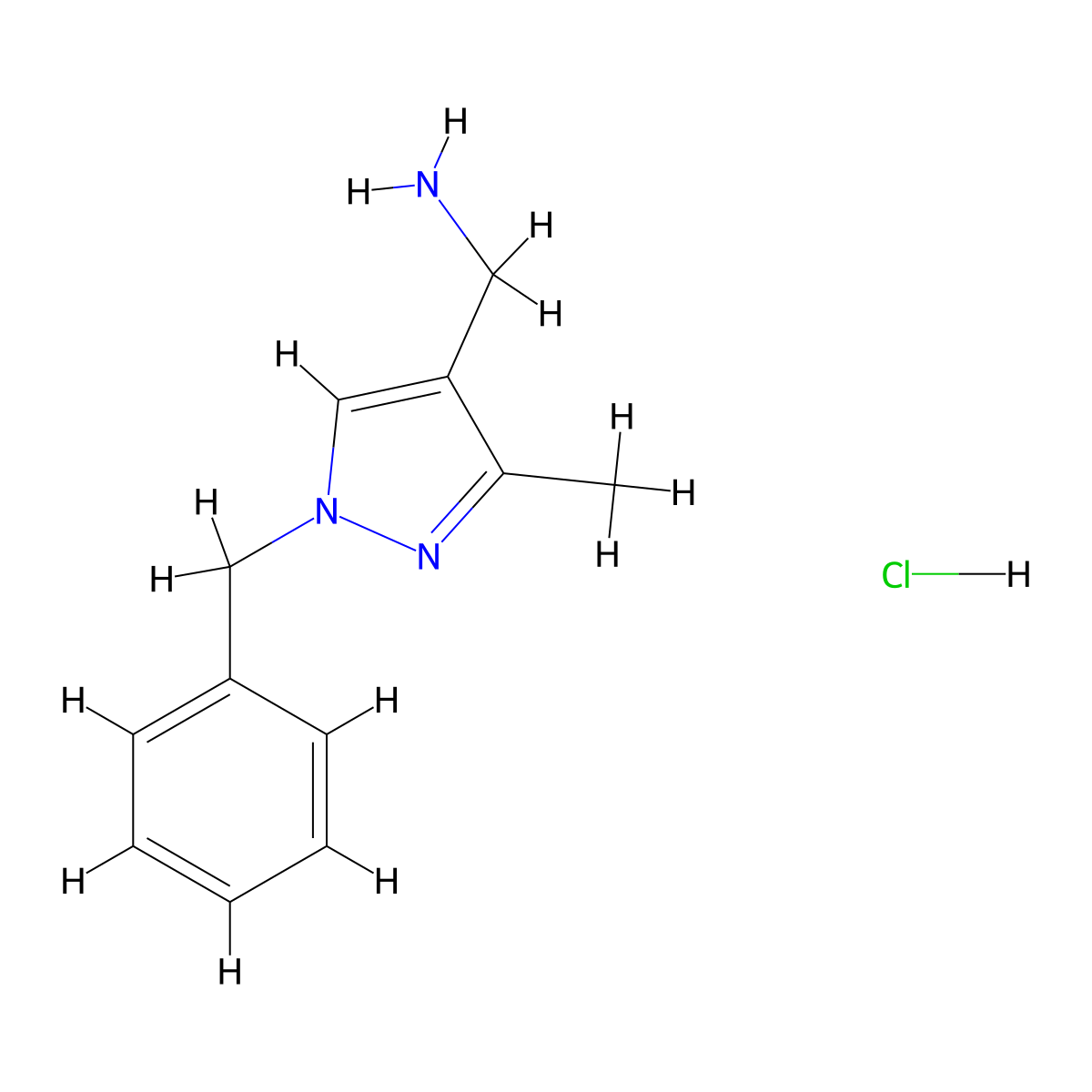 1-(1-benzyl-3-methyl-1H-pyrazol-4-yl)methanaminehydrochloride molecular structure, CAS 2839157-65-0