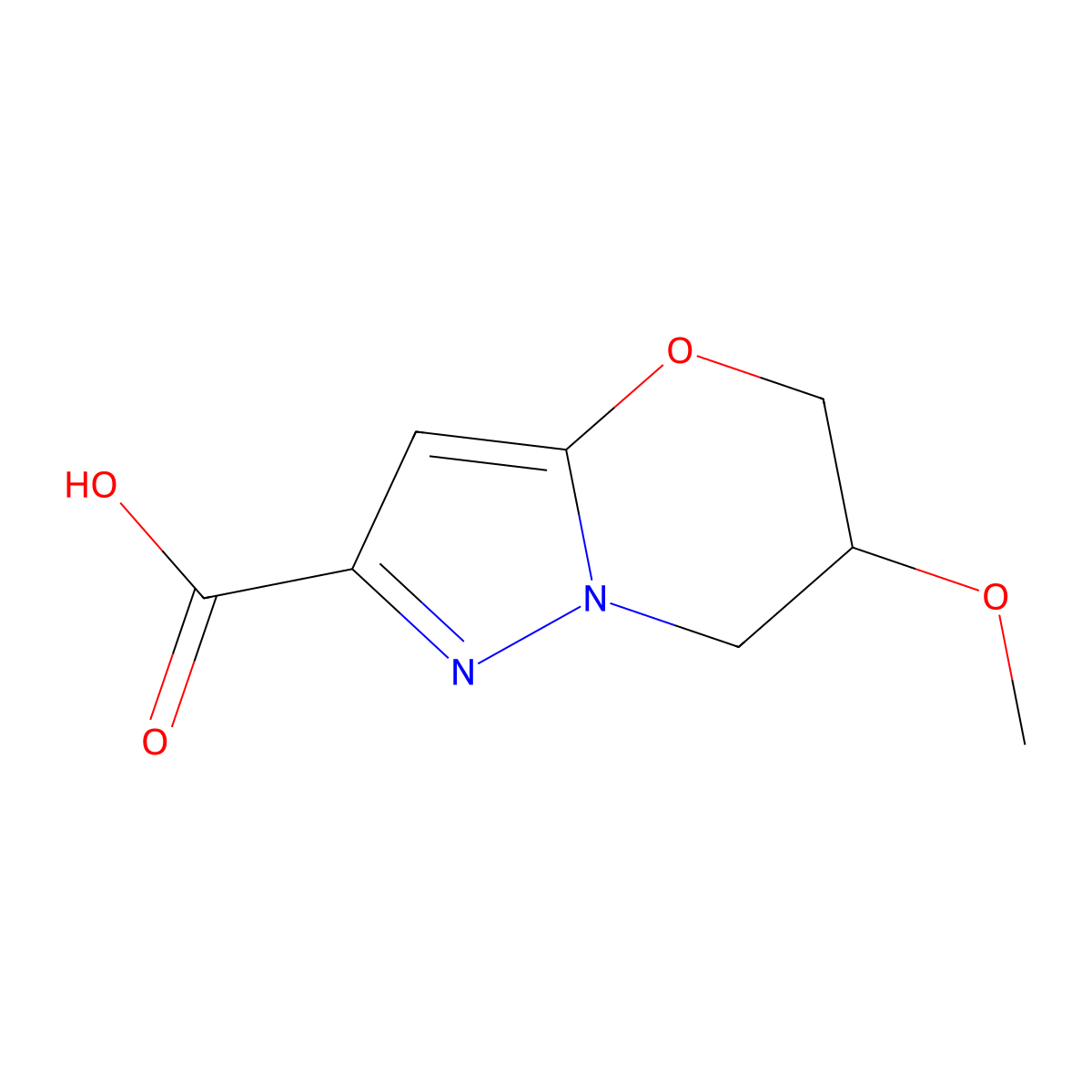 6-methoxy-5H,6H,7H-pyrazolo[3,2-b][1,3]oxazine-2-carboxylic acid molecular structure, CAS 2839157-70-7
