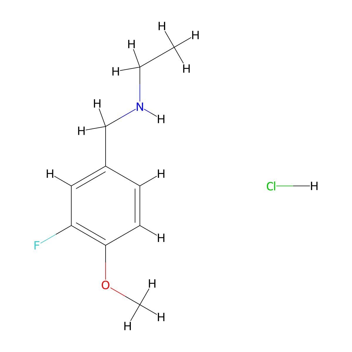 Ethyl[(3-fluoro-4-methoxyphenyl)methyl]aminehydrochloride molecular structure, CAS 2839157-77-4