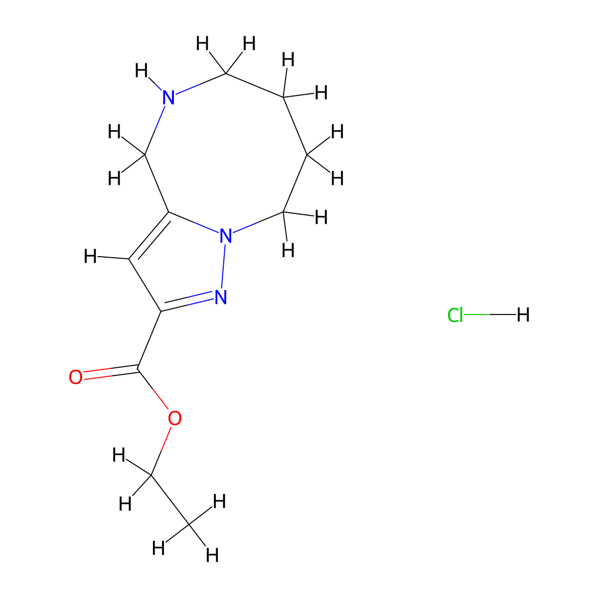 ethyl 4H,5H,6H,7H,8H,9H-pyrazolo(1,5-a)(1,4)diazocine-2-carboxylate hydrochloride molecular structure, CAS 2839157-81-0