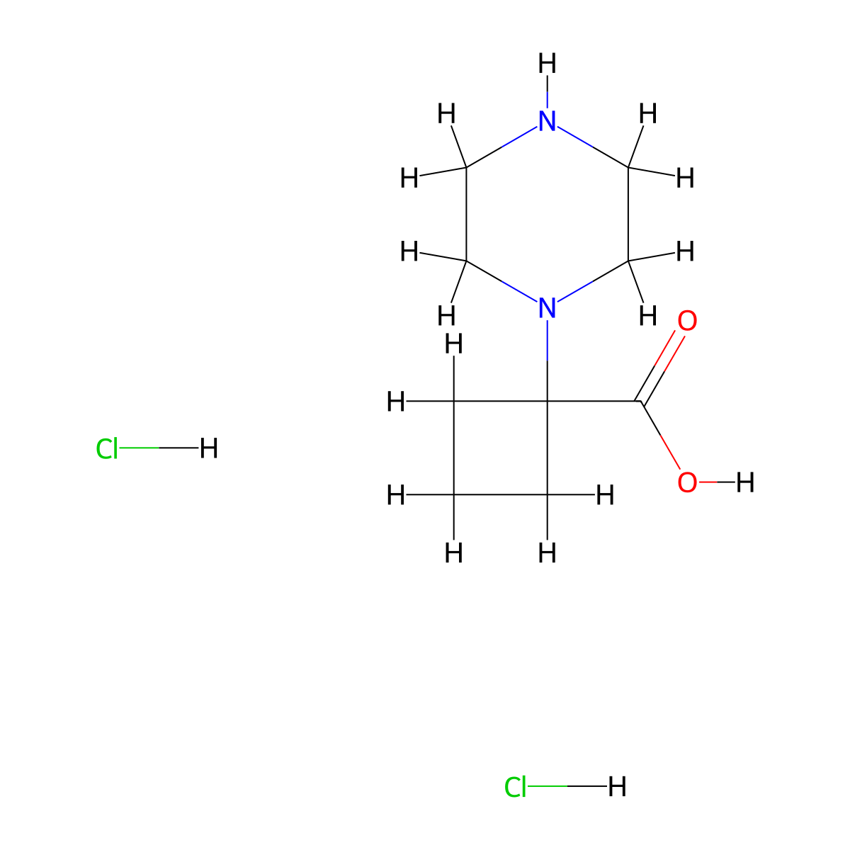 1-(Piperazin-1-yl)cyclobutane-1-carboxylic acid dihydrochloride molecular structure, CAS 2839157-82-1