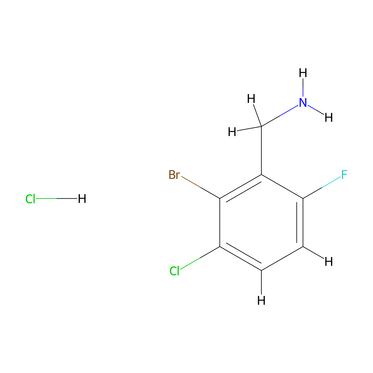 1-(2-Bromo-3-chloro-6-fluorophenyl)methanamine hydrochloride molecular structure, CAS 2839157-83-2