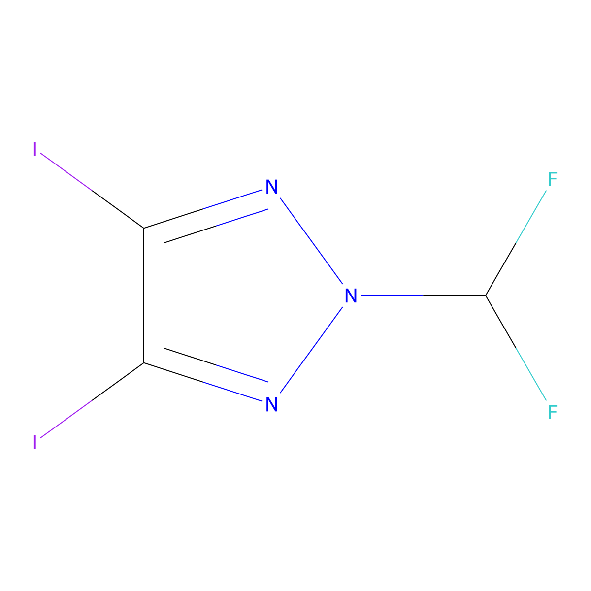 2-(difluoromethyl)-4,5-diiodo-2H-1,2,3-triazole molecular structure, CAS 2839157-92-3