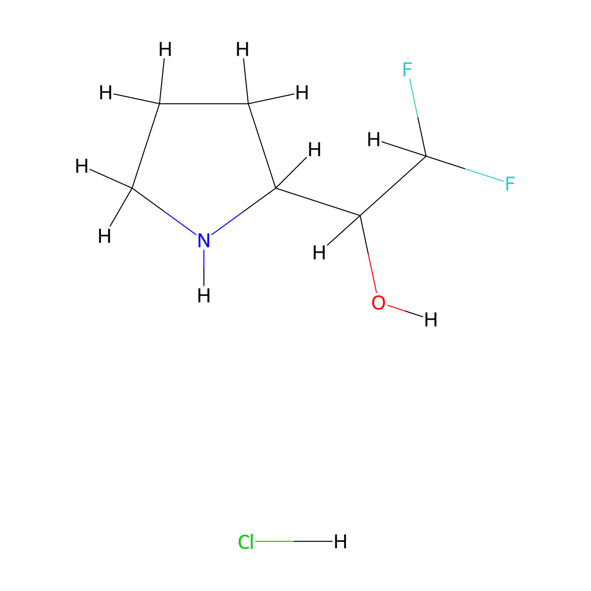 2,2-Difluoro-1-(pyrrolidin-2-yl)ethan-1-ol hydrochloride molecular structure, CAS 2839157-95-6