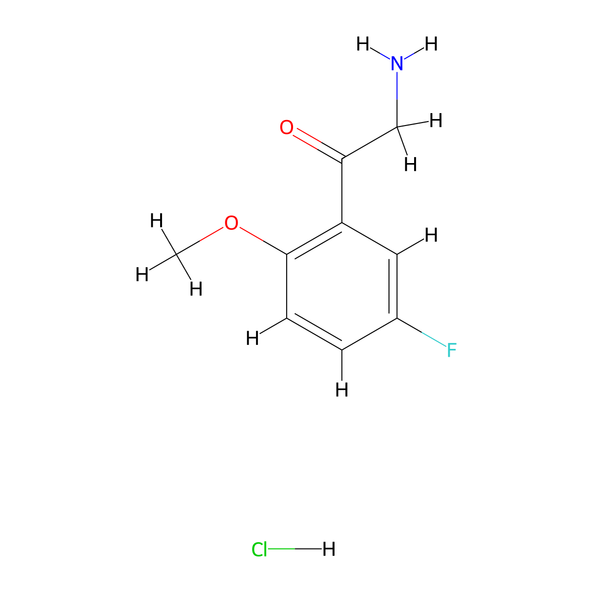 2-Amino-1-(5-fluoro-2-methoxyphenyl)ethan-1-one hydrochloride molecular structure, CAS 2839158-14-2