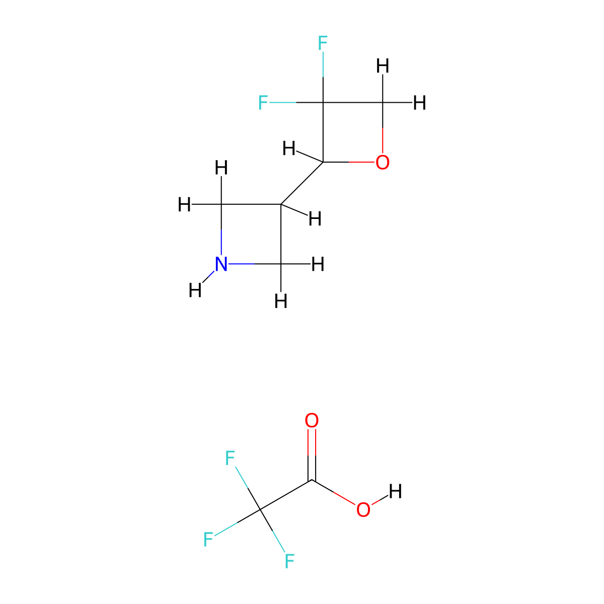 3-(3,3-Difluorooxetan-2-yl)azetidine,trifluoroaceticacid molecular structure, CAS 2839158-19-7