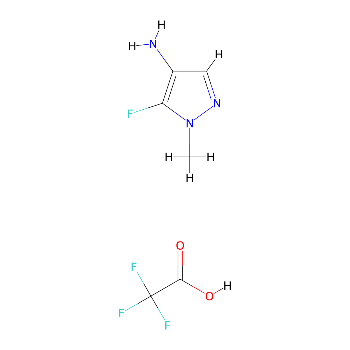 5-fluoro-1-methyl-1H-pyrazol-4-amine; trifluoroacetic acid molecular structure, CAS 2839158-24-4
