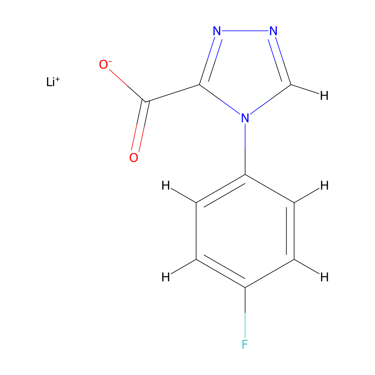 lithium(1+) 4-(4-fluorophenyl)-4H-1,2,4-triazole-3-carboxylate molecular structure, CAS 2839158-26-6