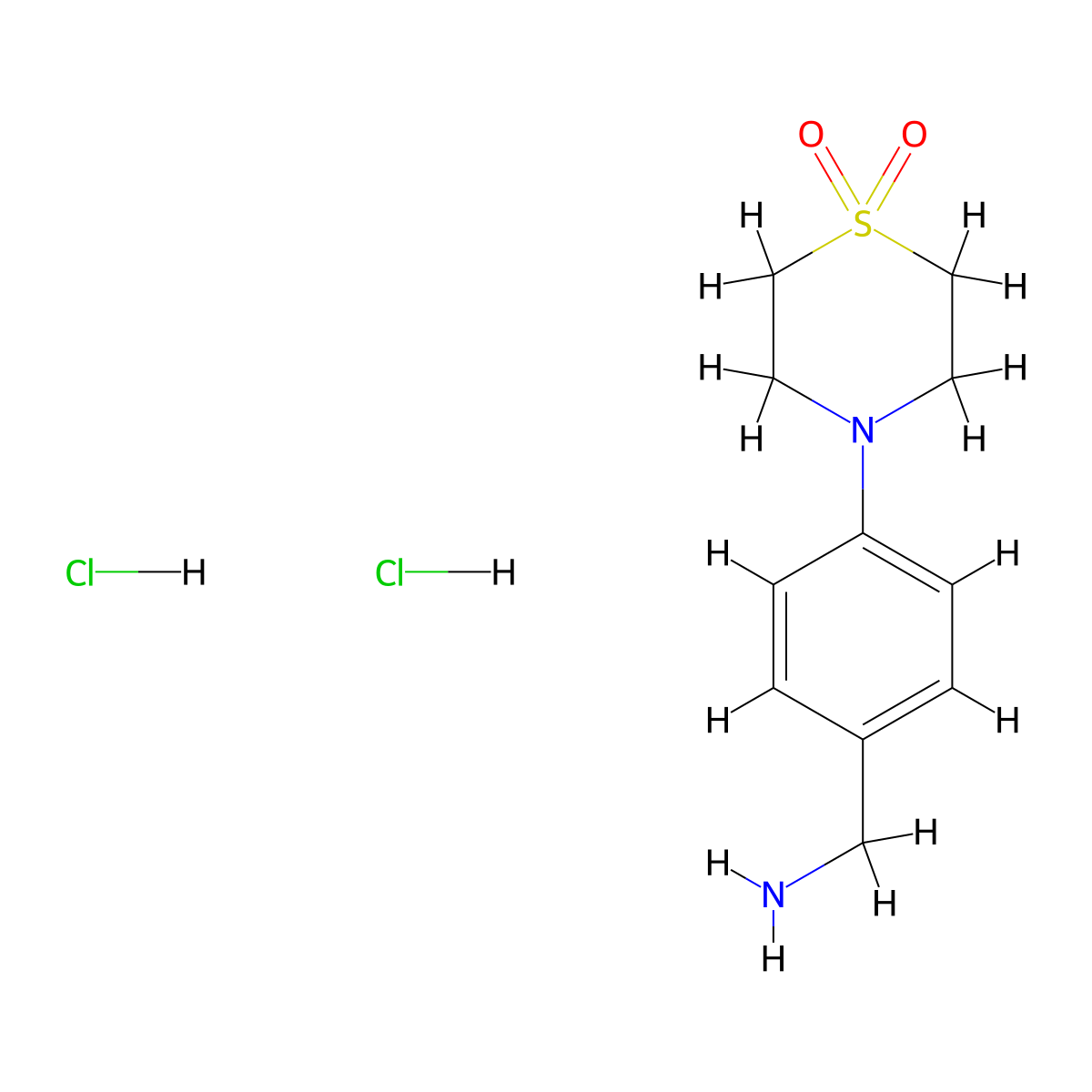 4-[4-(Aminomethyl)phenyl]-1lambda6-thiomorpholine-1,1-dione dihydrochloride molecular structure, CAS 2839158-28-8