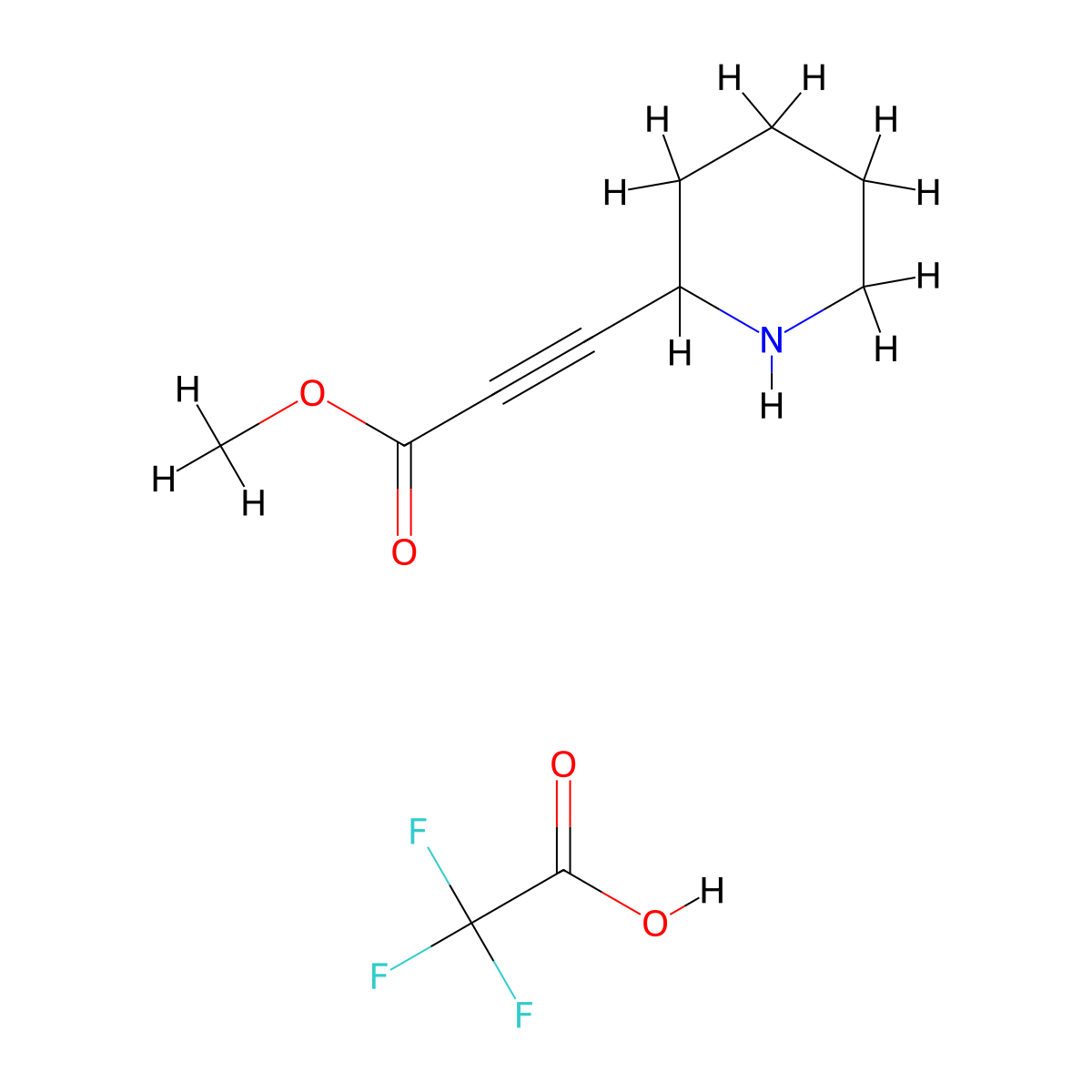 Methyl 3-(piperidin-2-yl)prop-2-ynoate; trifluoroacetic acid molecular structure, CAS 2839158-34-6