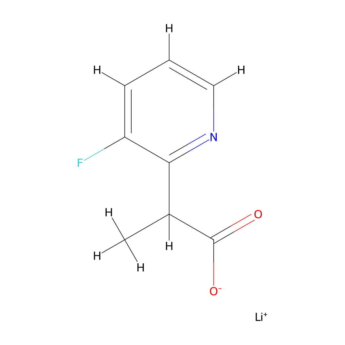 Lithium(1+) 2-(3-fluoropyridin-2-yl)propanoate molecular structure, CAS 2839158-35-7