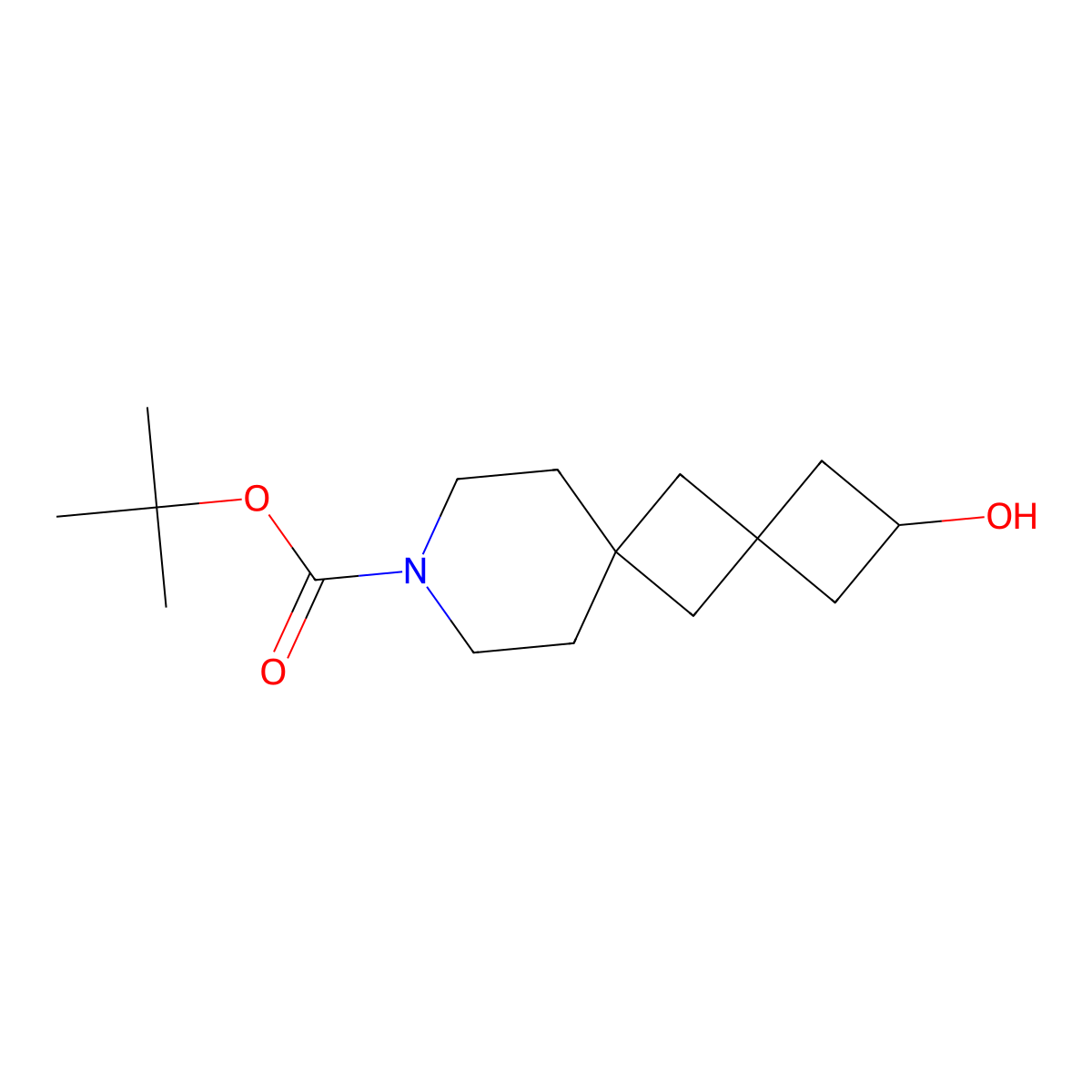 Tert-butyl2-hydroxy-9-azadispiro[3.1.5^{6}.1^{4}]dodecane-9-carboxylate molecular structure, CAS 2839158-38-0