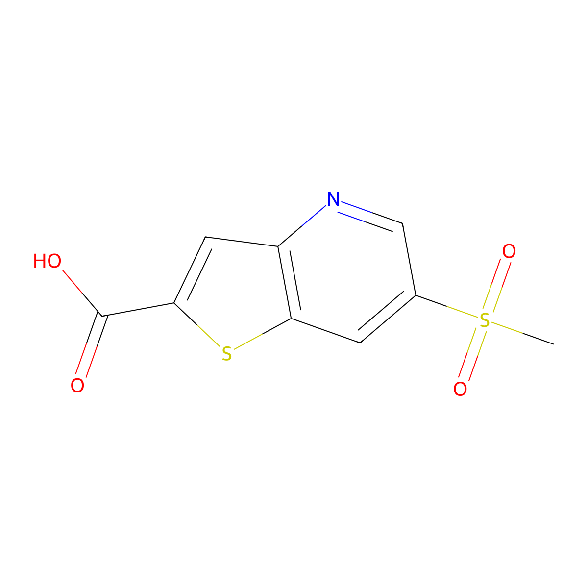 6-Methanesulfonylthieno[3,2-b]pyridine-2-carboxylic acid molecular structure, CAS 2839158-42-6