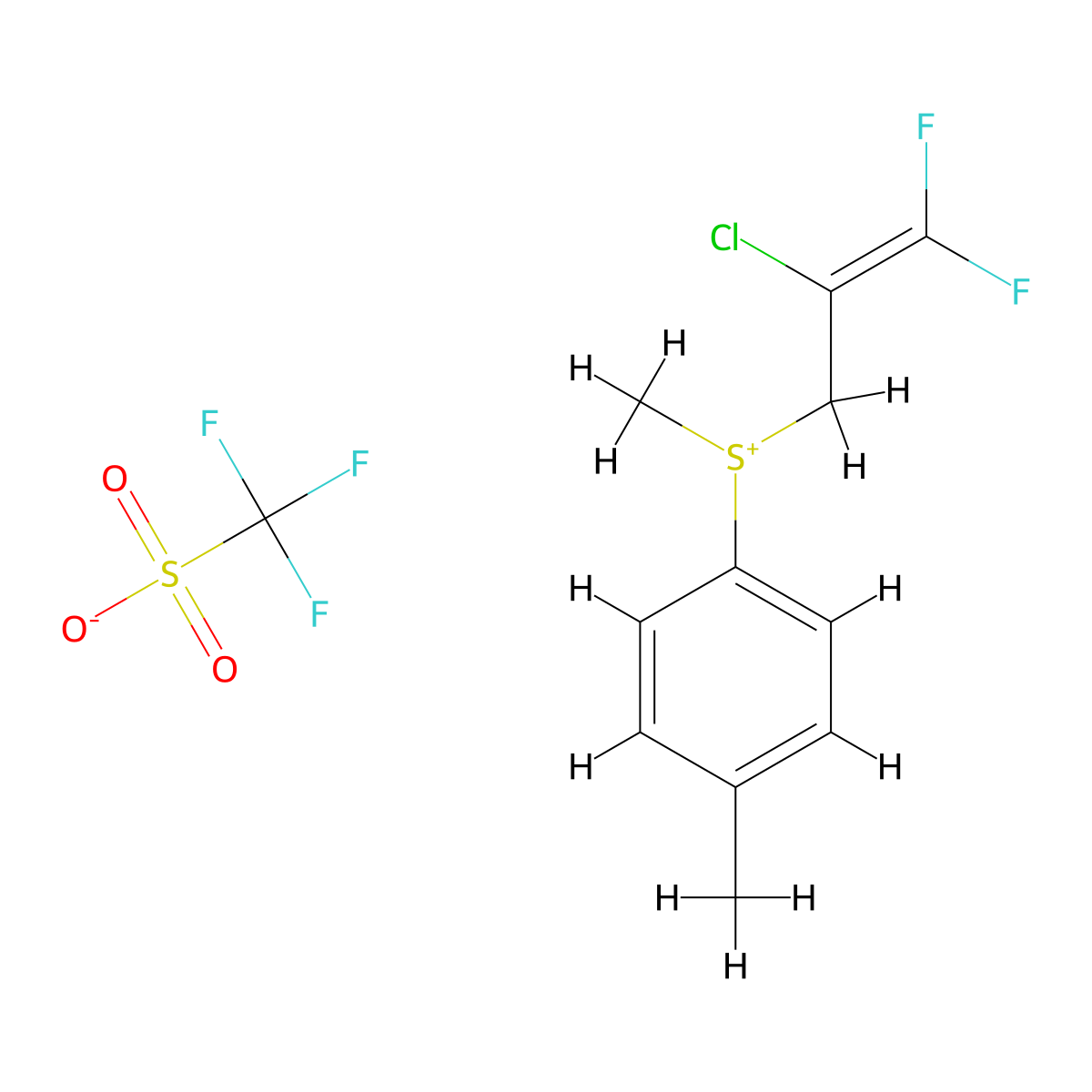 (2-Chloro-3,3-difluoroallyl)(methyl)(P-tolyl)sulfonium trifluoromethanesulfonate molecular structure, CAS 2839167-42-7