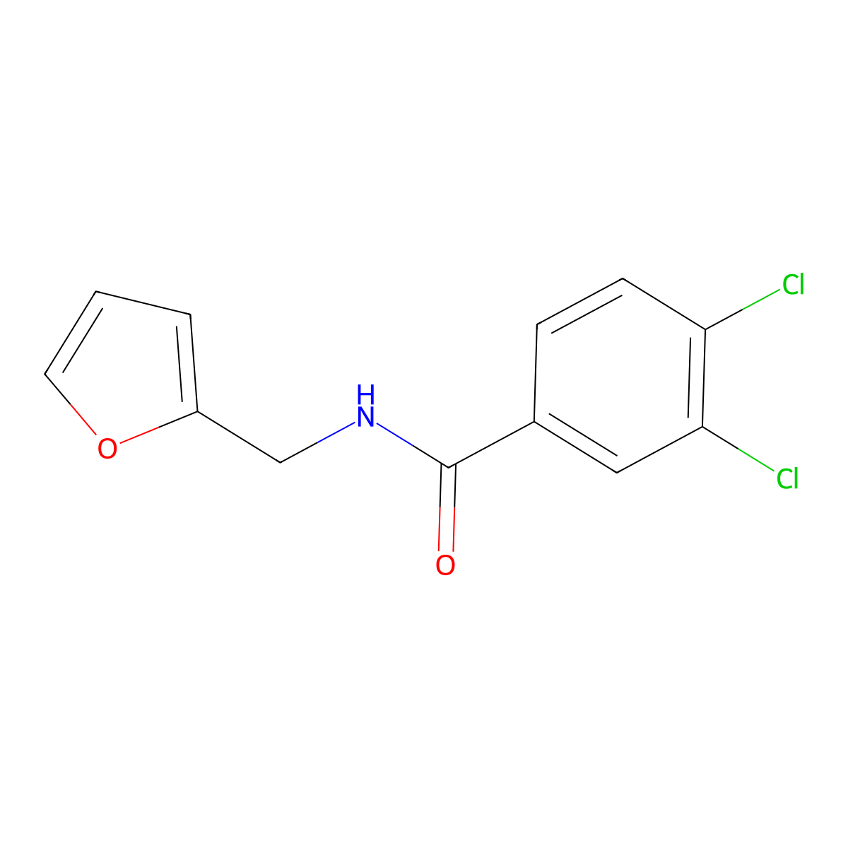3,4-dichloro-N-(furan-2-ylmethyl)benzamide molecular structure, CAS 28394-10-7