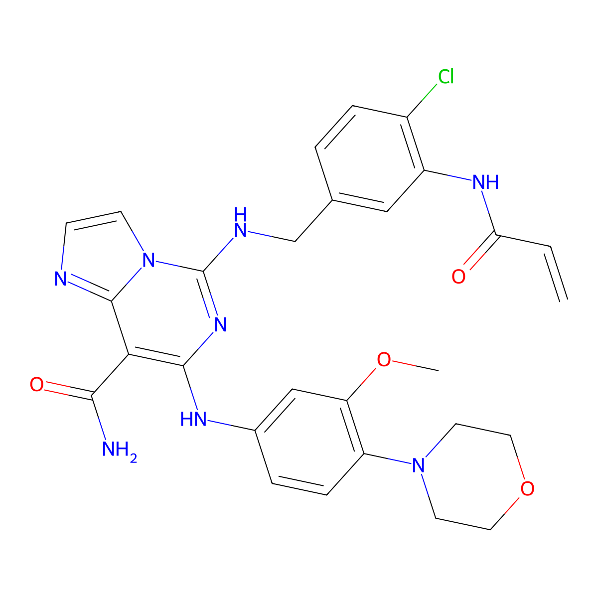 5-[[4-Chloro-3-(prop-2-enoylamino)phenyl]methylamino]-7-(3-methoxy-4-morpholin-4-ylanilino)imidazo[1,2-c]pyrimidine-8-carboxamide molecular structure, CAS 2839429-51-3
