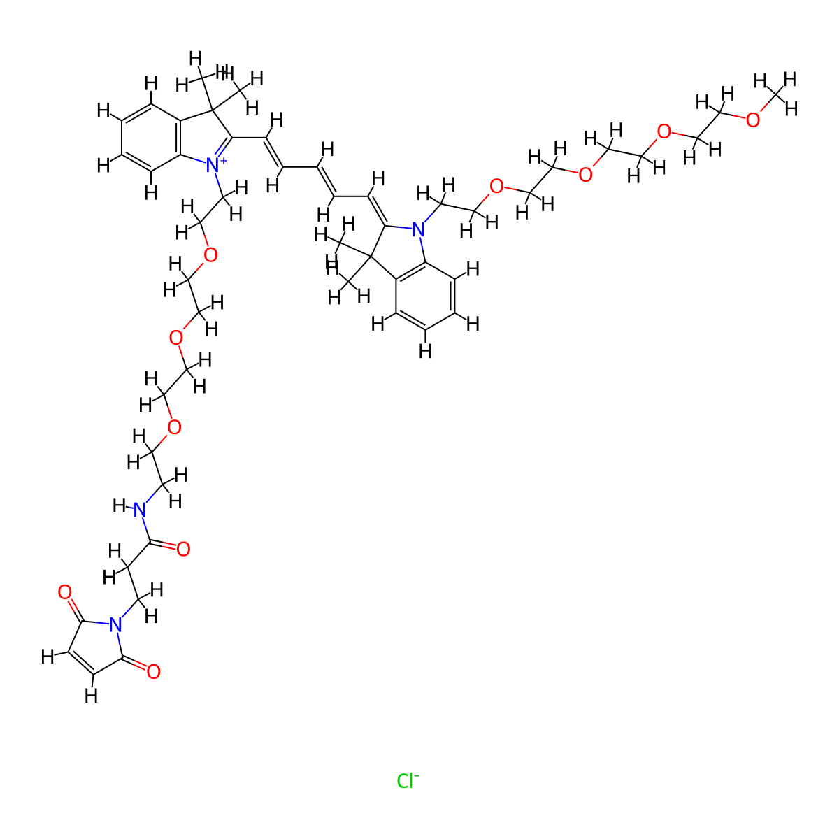 N-(m-PEG4)-N'-(PEG3-Mal)-Cy5 molecular structure, CAS 2839527-02-3