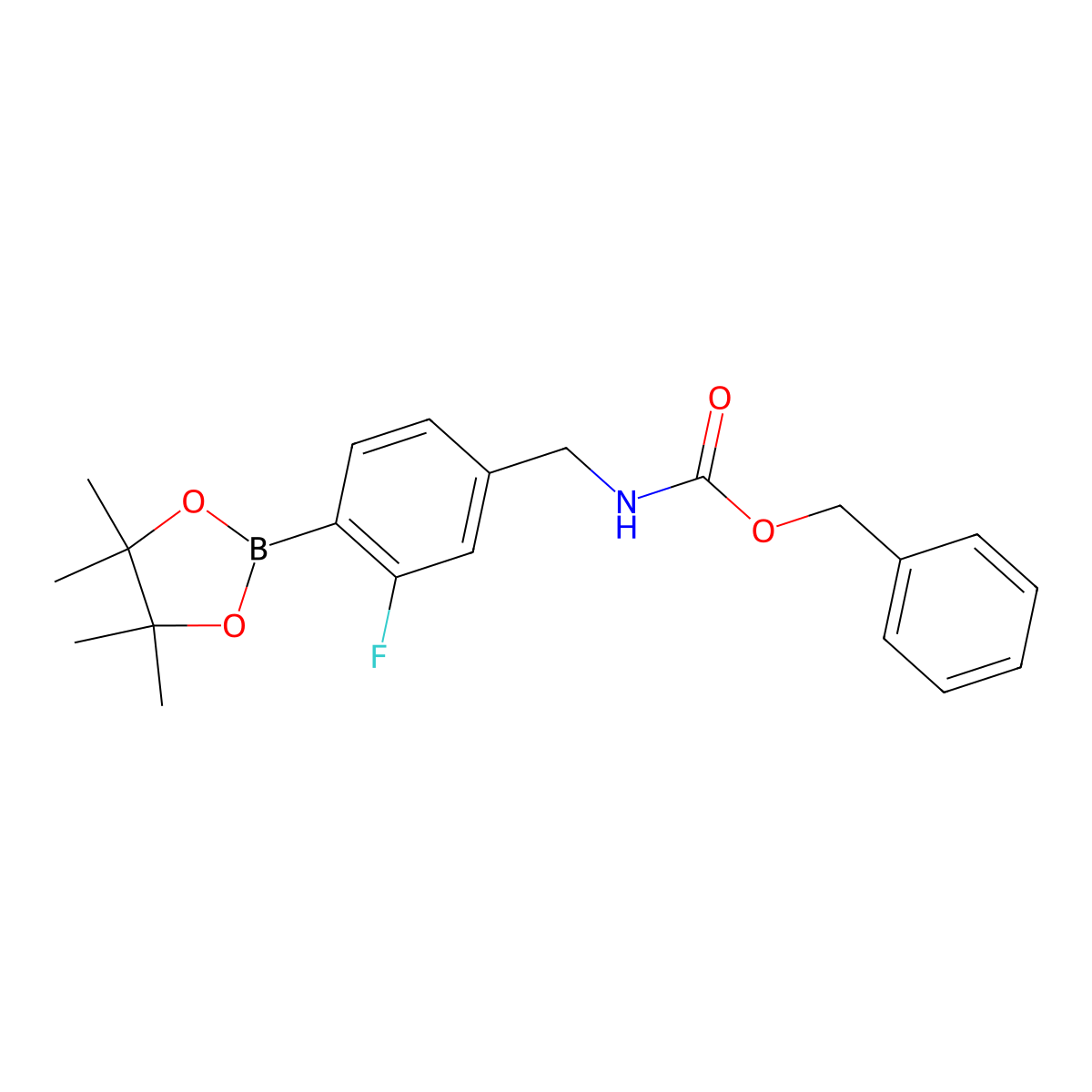 benzyl N-{[3-fluoro-4-(4,4,5,5-tetramethyl-1,3,2-dioxaborolan-2-yl)phenyl]methyl}carbamate molecular structure, CAS 2839657-36-0