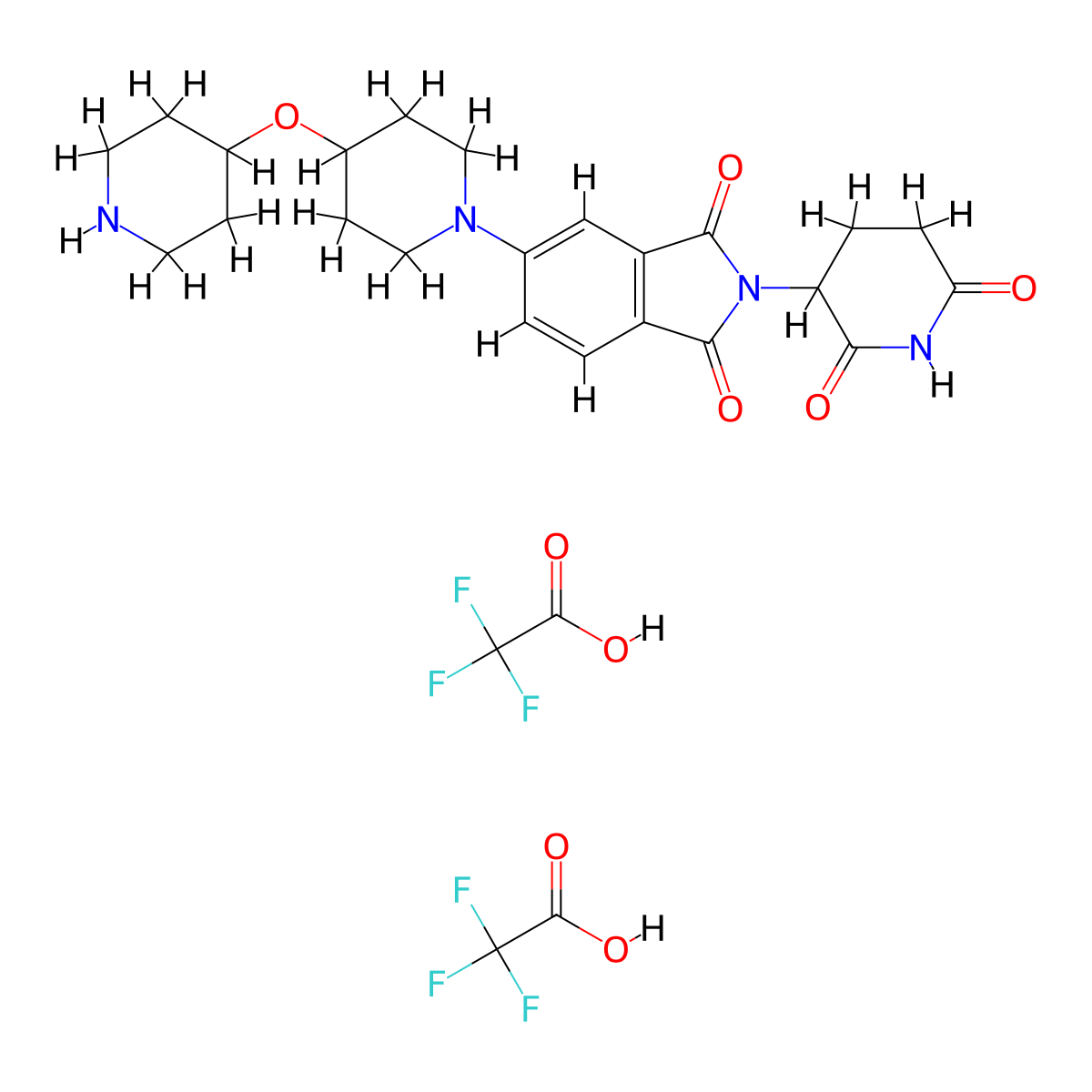 2-(2,6-Dioxopiperidin-3-yl)-5-(4-piperidin-4-yloxypiperidin-1-yl)isoindole-1,3-dione;bis(2,2,2-trifluoroacetic acid) molecular structure, CAS 2839669-93-9