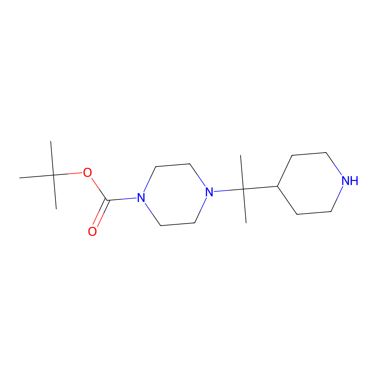 Tert-butyl 4-[2-(piperidin-4-yl)propan-2-yl]piperazine-1-carboxylate molecular structure, CAS 2839672-70-5