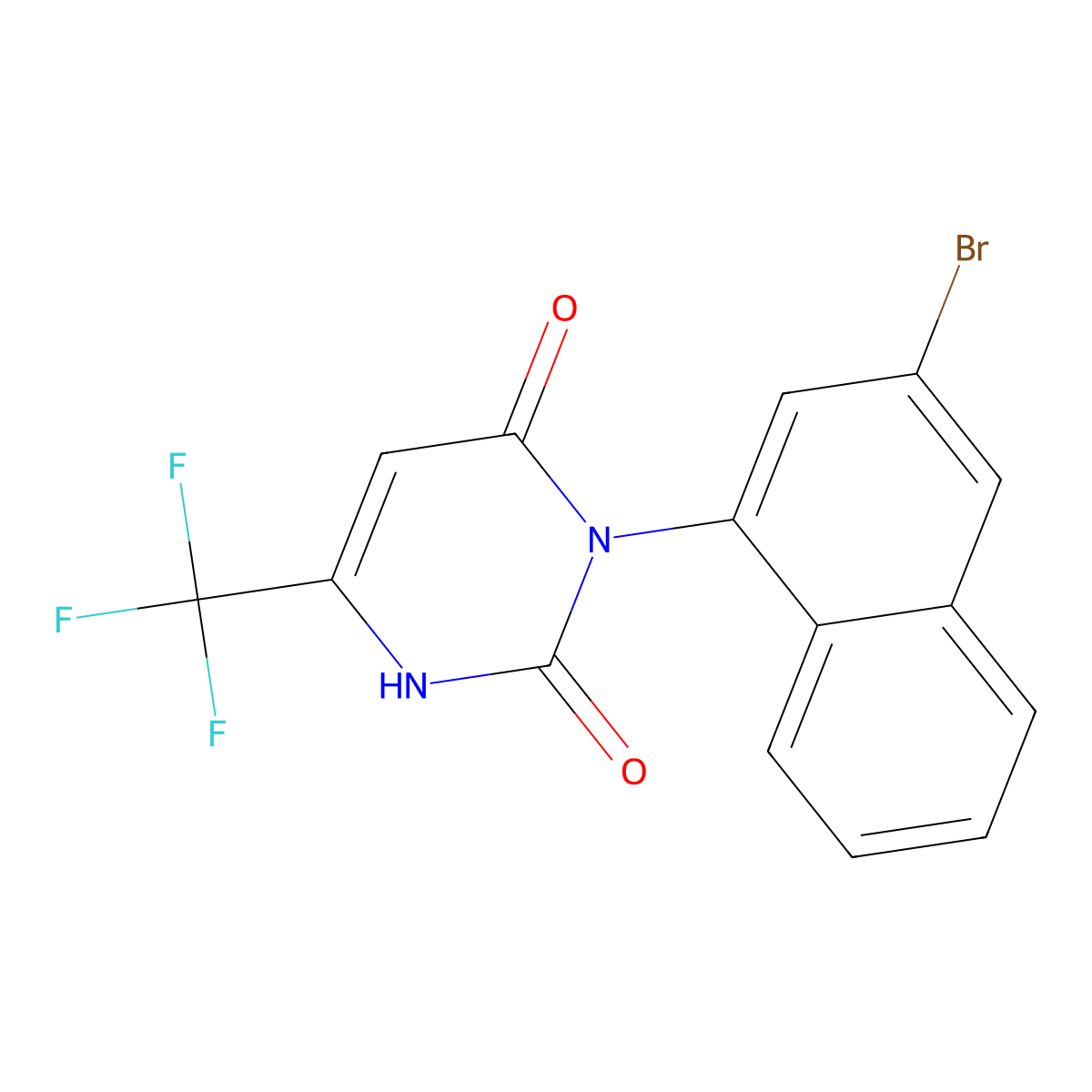 3-(3-Bromo-1-naphthalenyl)-6-(trifluoromethyl)-2,4(1H,3H)-pyrimidinedione molecular structure, CAS 2839721-06-9