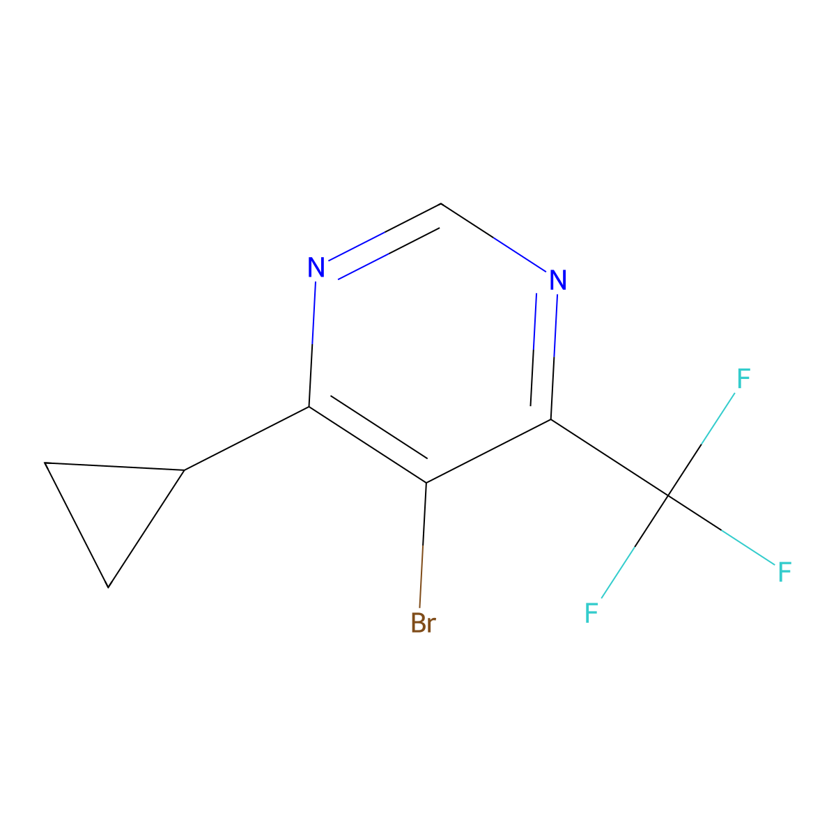 5-Bromo-4-cyclopropyl-6-(trifluoromethyl)pyrimidine molecular structure, CAS 2839742-60-6
