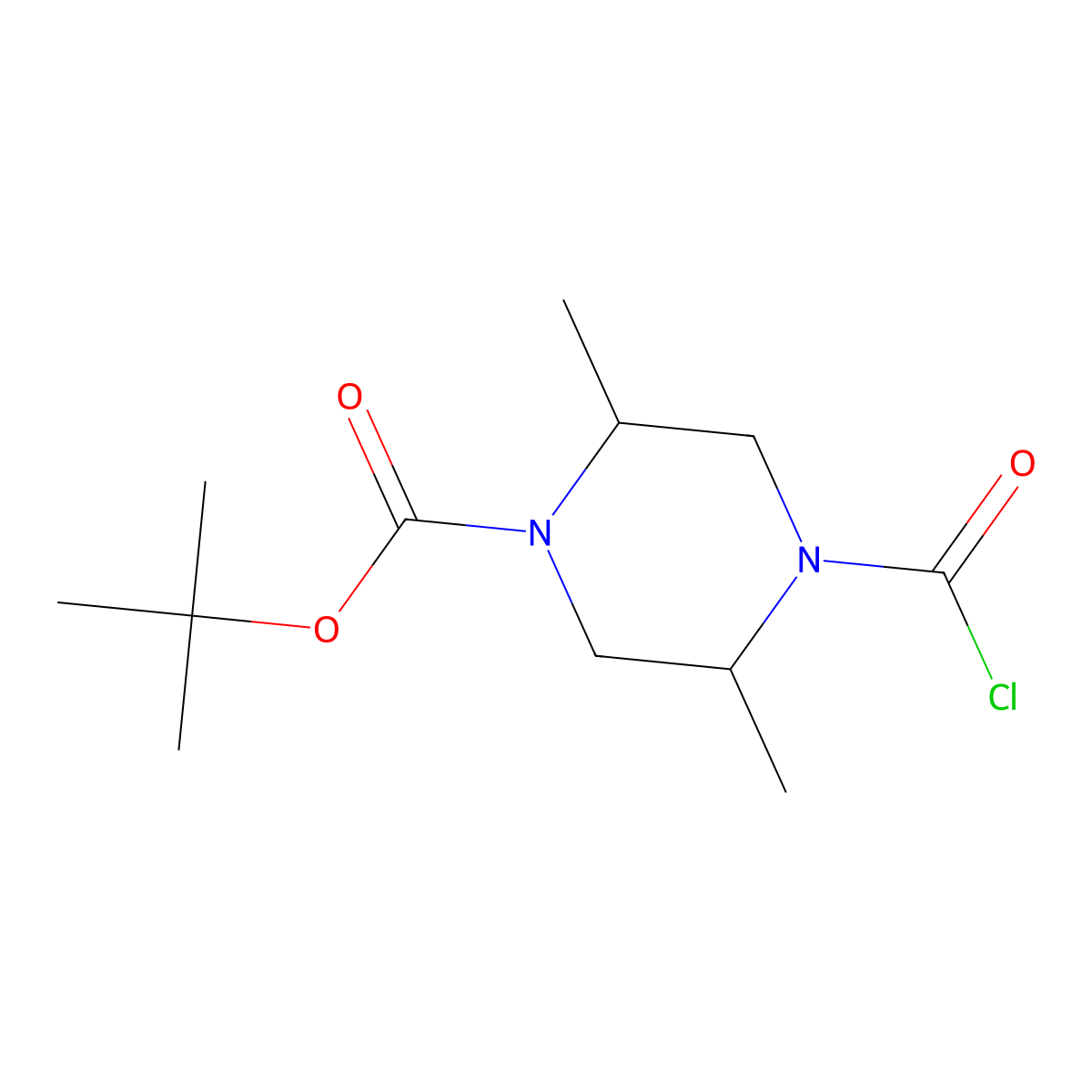 tert-butyl (2R,5S)-4-(carbonochloridoyl)-2,5-dimethylpiperazine-1-carboxylate molecular structure, CAS 2839888-96-7