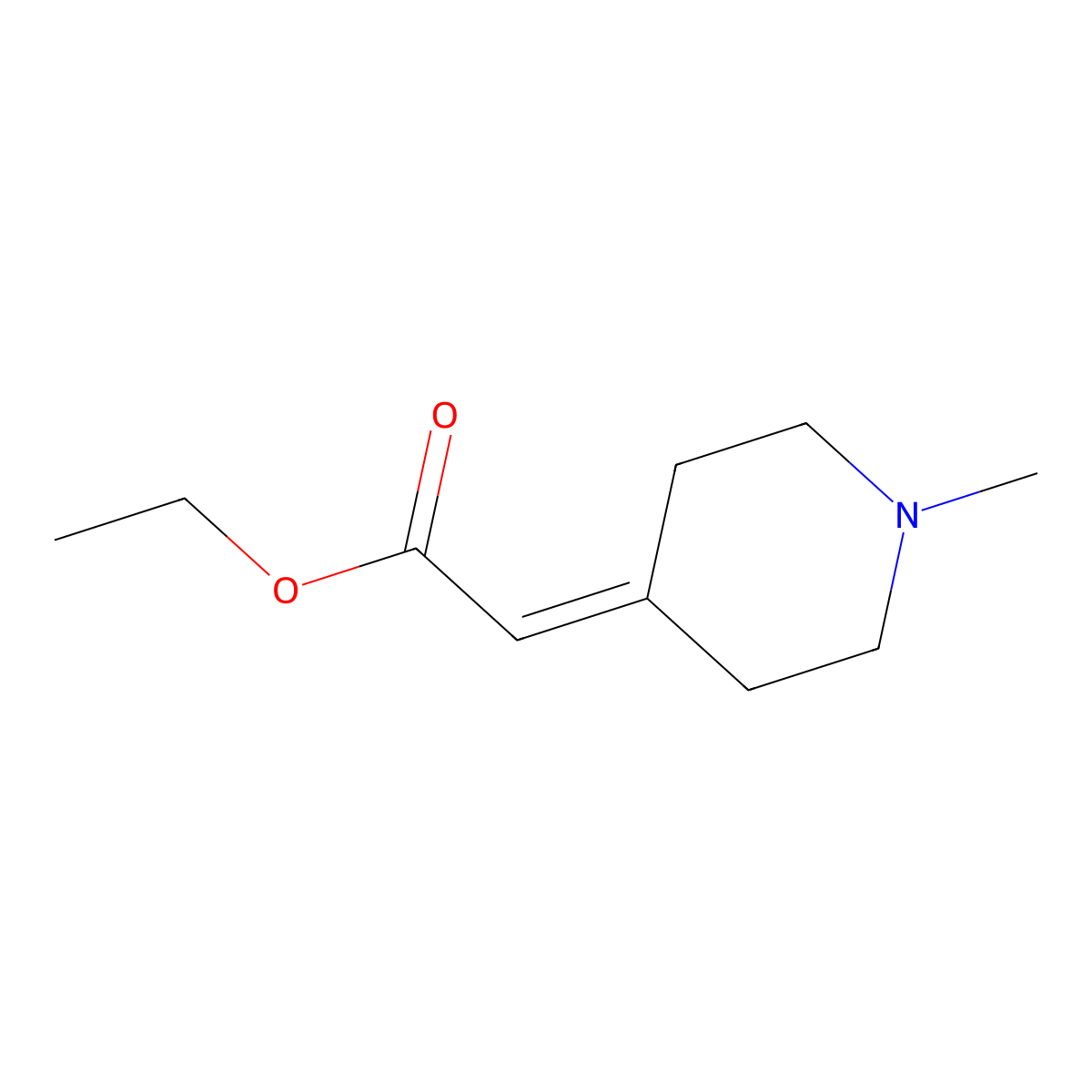 Ethyl 2-(1-methylpiperidin-4-ylidene)acetate molecular structure, CAS 28399-82-8