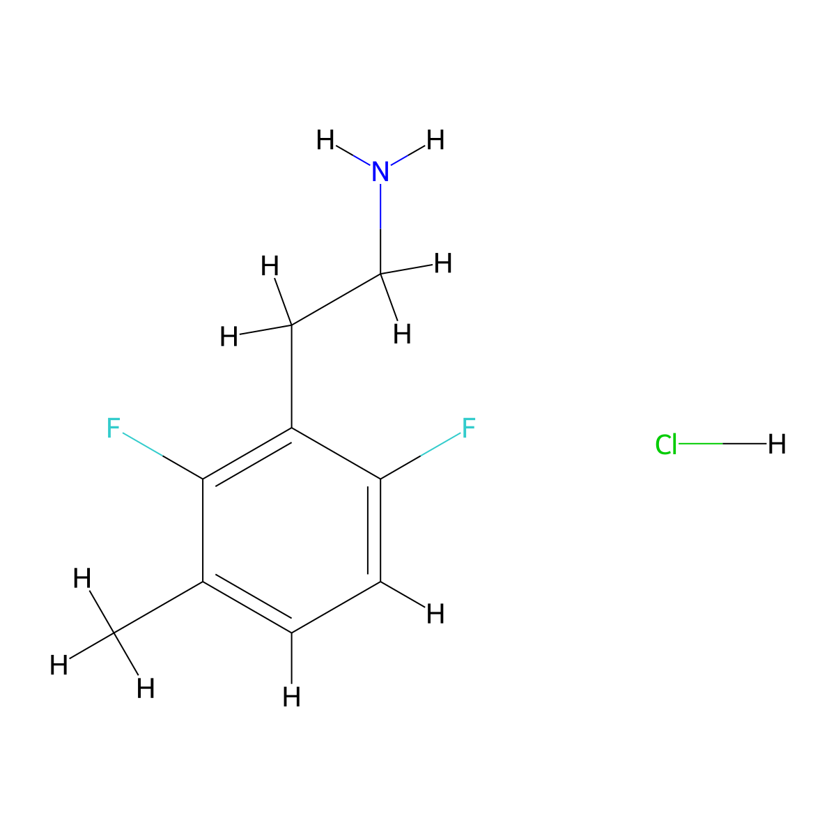 2-(2,6-Difluoro-3-methylphenyl)ethan-1-amine hydrochloride molecular structure, CAS 2839901-92-5
