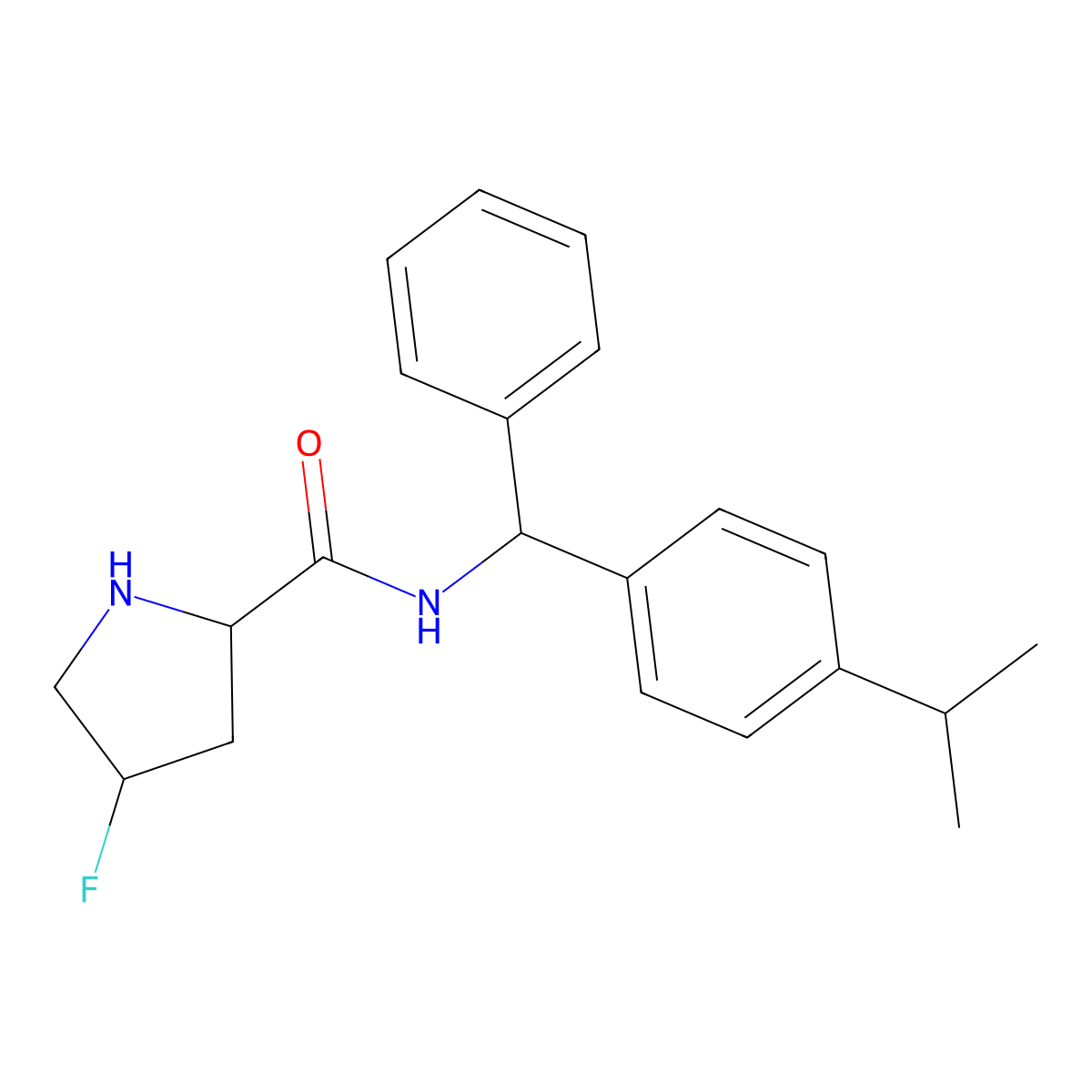 (2S,4R)-4-fluoro-N-((S)-(4-isopropylphenyl)(phenyl)methyl)pyrrolidine-2-carboxamide molecular structure, CAS 2839917-57-4
