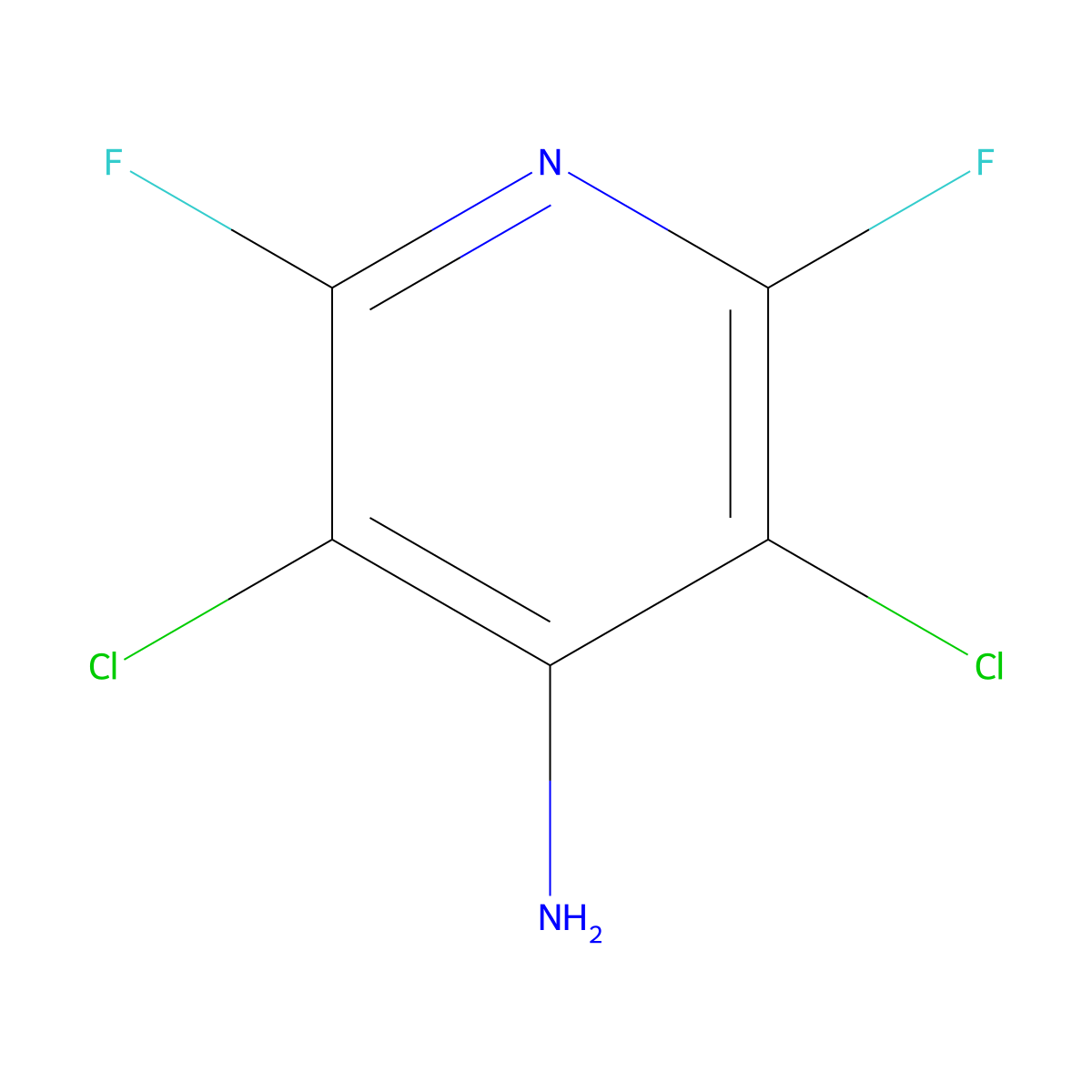4-Pyridinamine, 3,5-dichloro-2,6-difluoro- molecular structure, CAS 2840-00-8