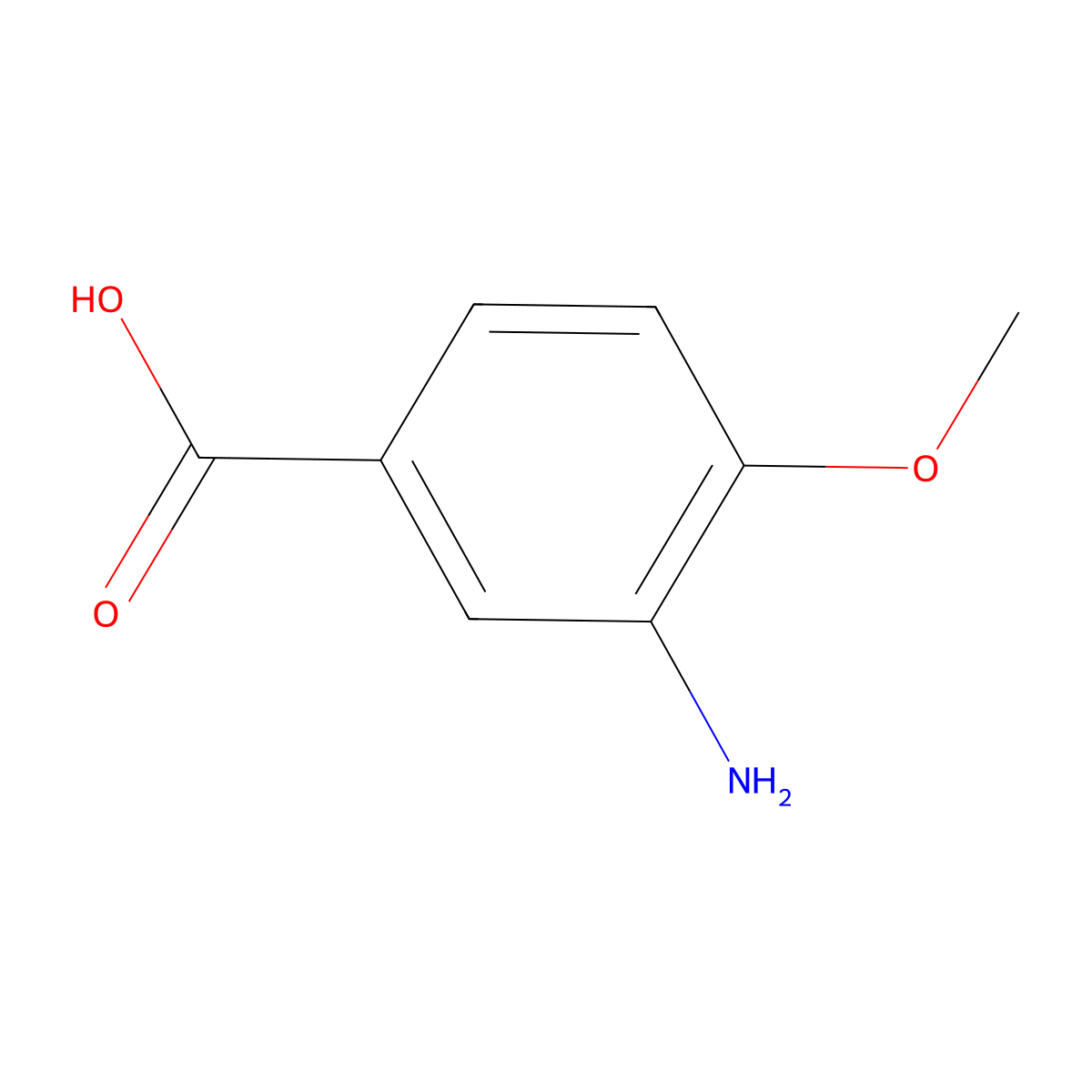 3-Amino-4-methoxybenzoic acid molecular structure, CAS 2840-26-8