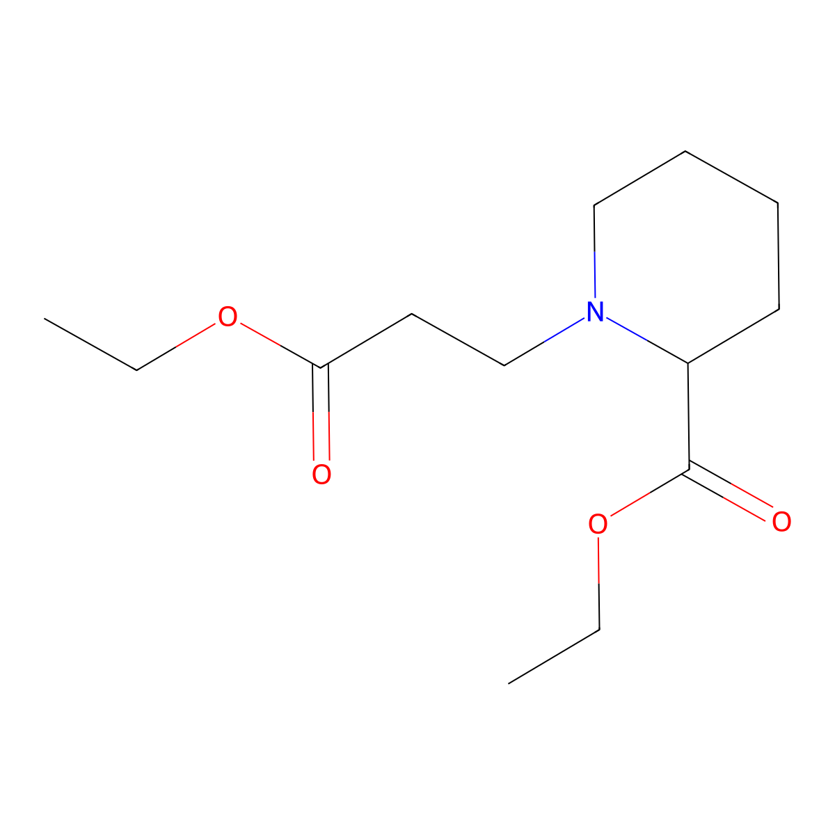 Ethyl 1-(3-ethoxy-3-oxopropyl)piperidine-2-carboxylate molecular structure, CAS 2840-37-1