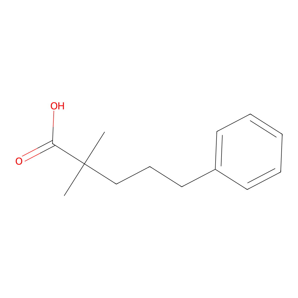 2,2-Dimethyl-5-phenylpentanoic acid molecular structure, CAS 2840-74-6