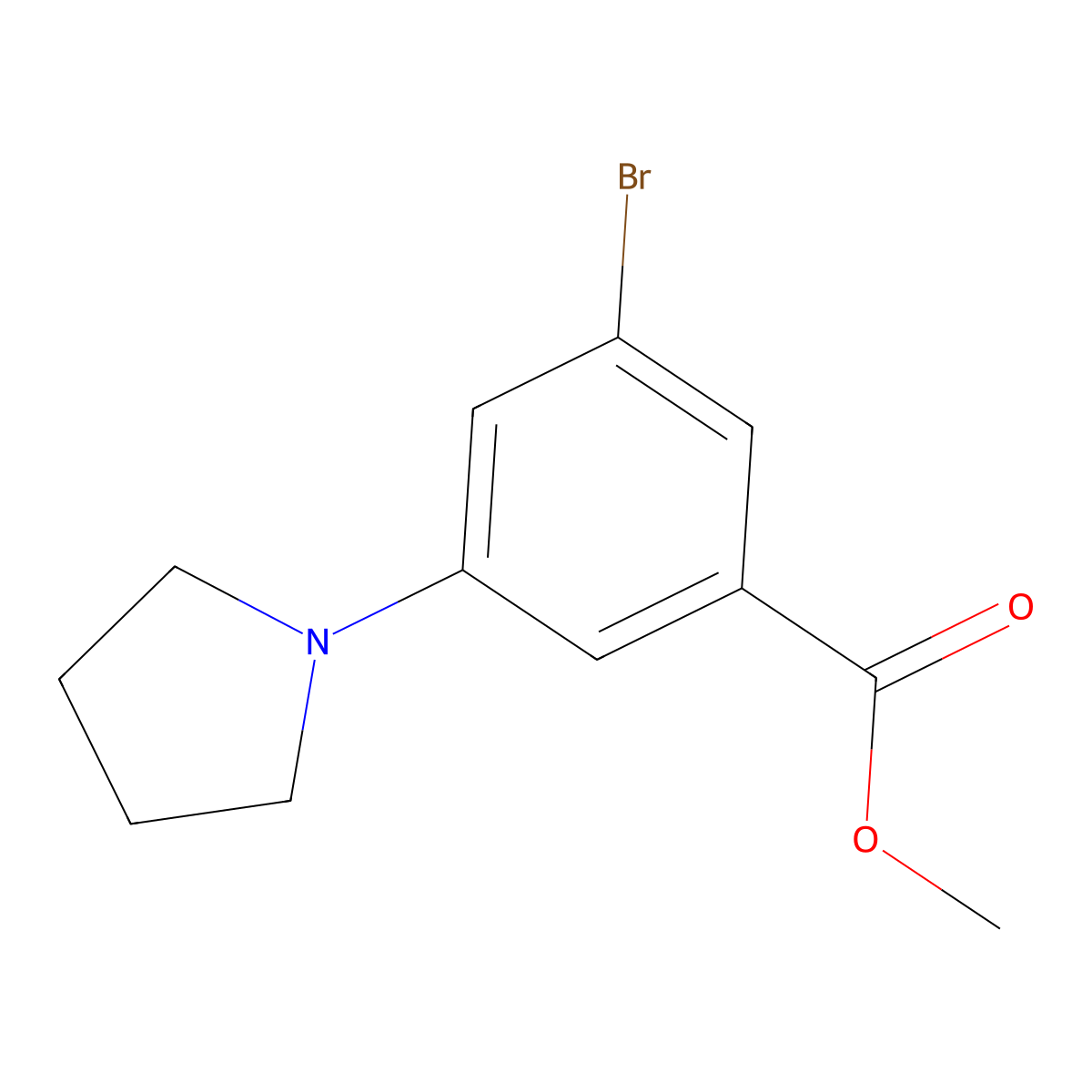 Methyl 3-bromo-5-(pyrrolidin-1-yl)benzoate molecular structure, CAS 2840018-94-0