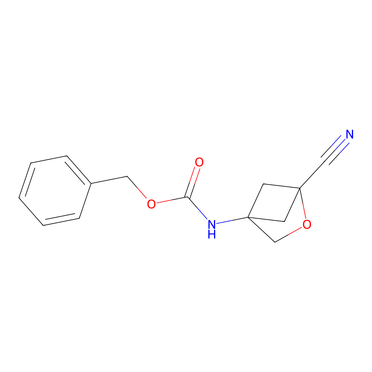 Benzyl N-(1-cyano-2-oxabicyclo[2.1.1]hexan-4-YL)carbamate molecular structure, CAS 2840079-25-4