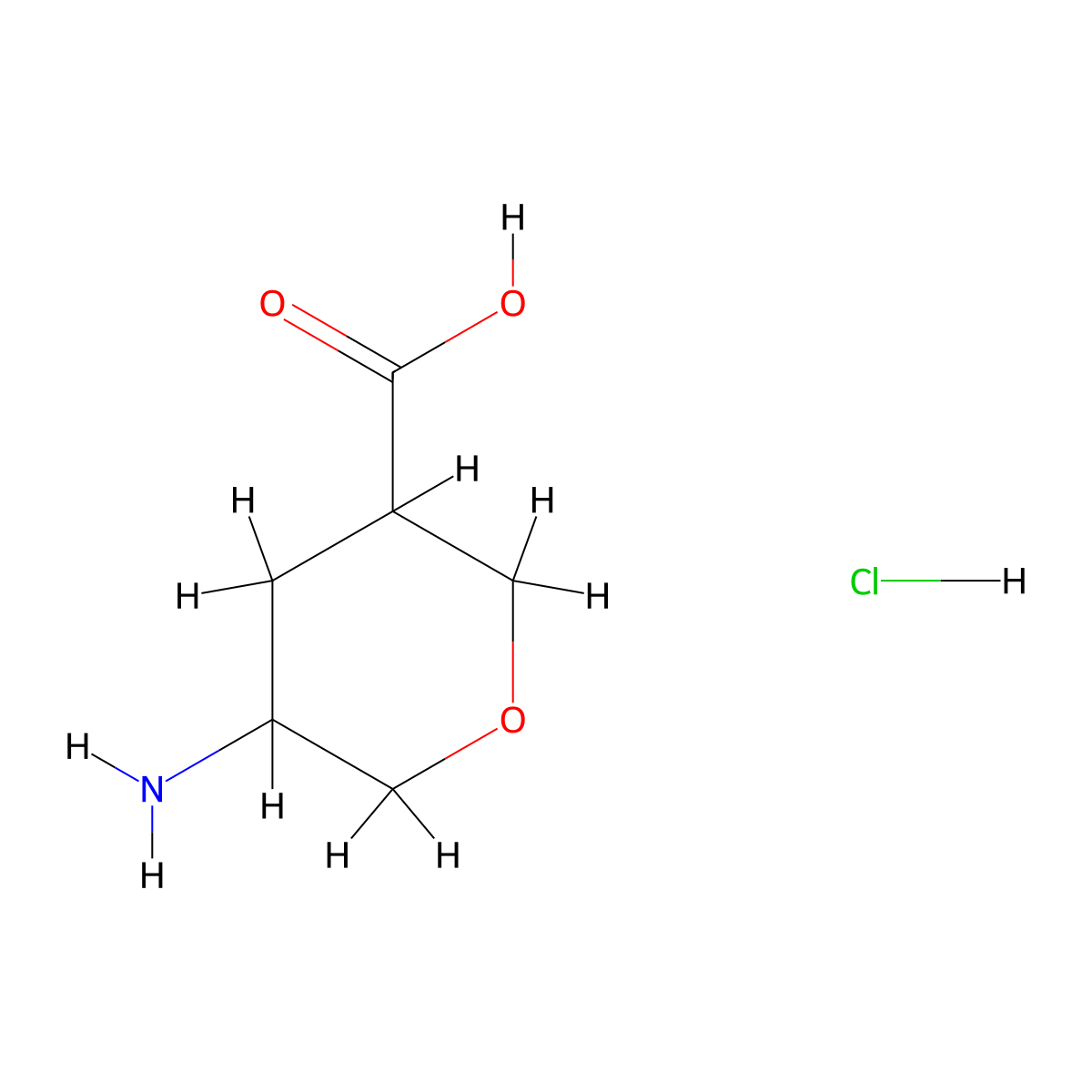 5-Aminotetrahydropyran-3-carboxylic acid hydrochloride molecular structure, CAS 2840125-01-9