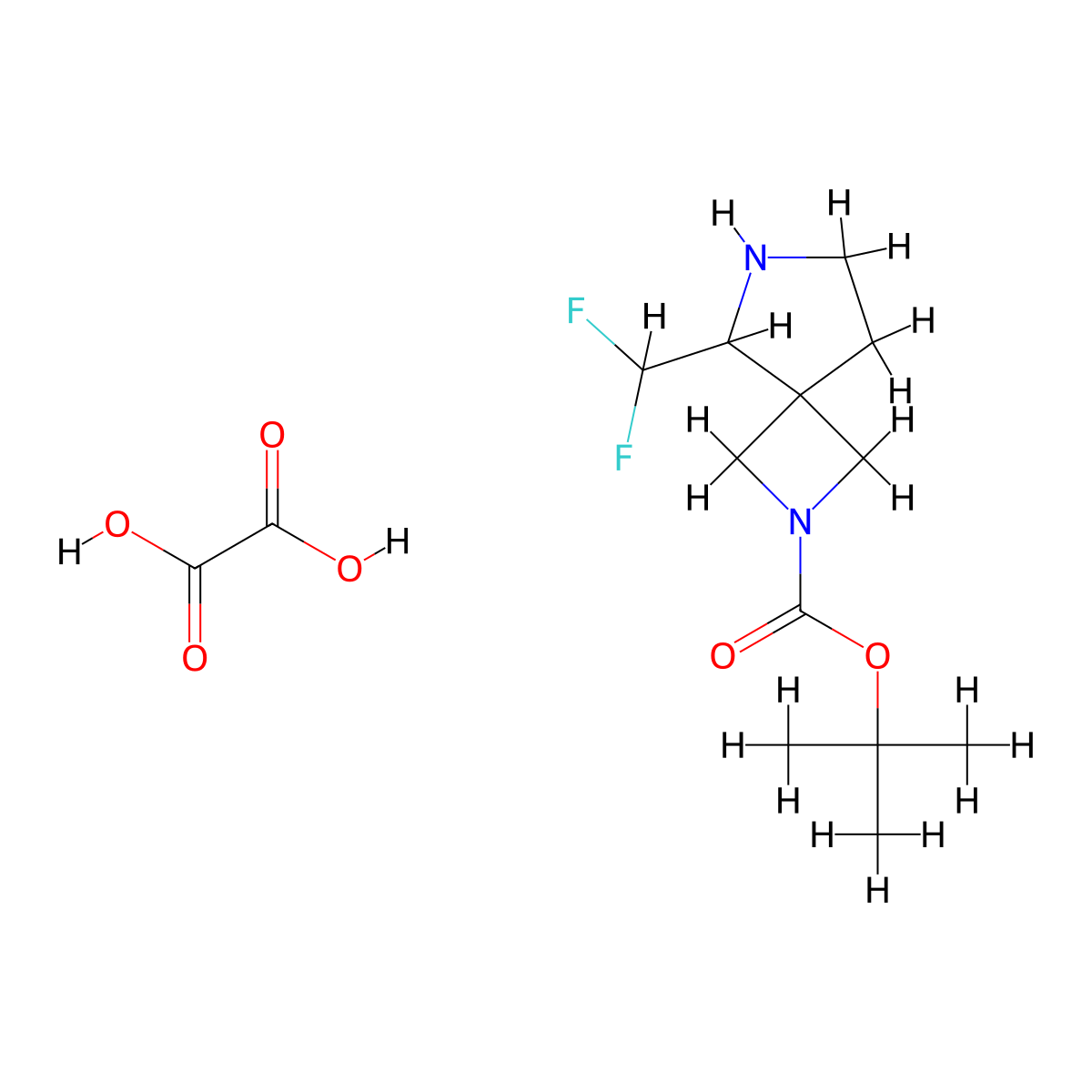 Tert-butyl 5-(difluoromethyl)-2,6-diazaspiro[3.4]octane-2-carboxylate;oxalic acid molecular structure, CAS 2840127-08-2