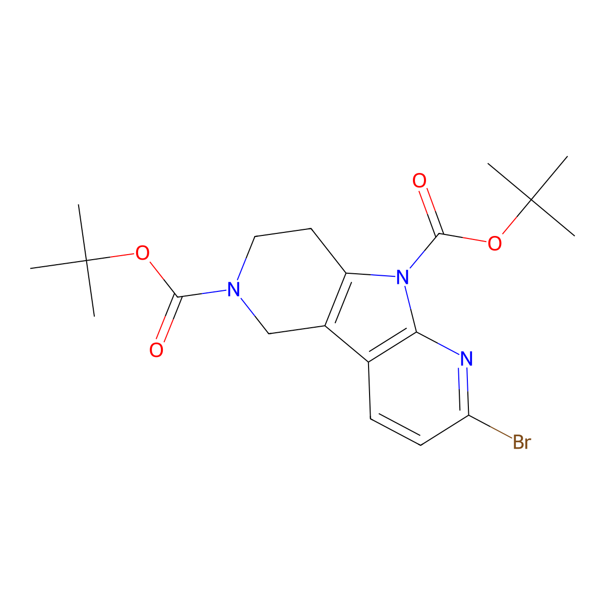 6,9-Bis(Boc)-2-bromo-6,7,8,9-tetrahydro-5H-pyrrolo[2,3-b:4,5-c']dipyridine molecular structure, CAS 2840167-69-1