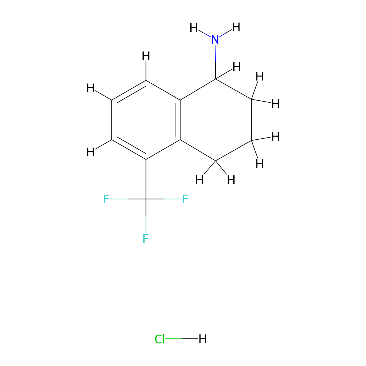 5-(Trifluoromethyl)-1,2,3,4-tetrahydronaphthalen-1-amine hydrochloride molecular structure, CAS 2840168-85-4