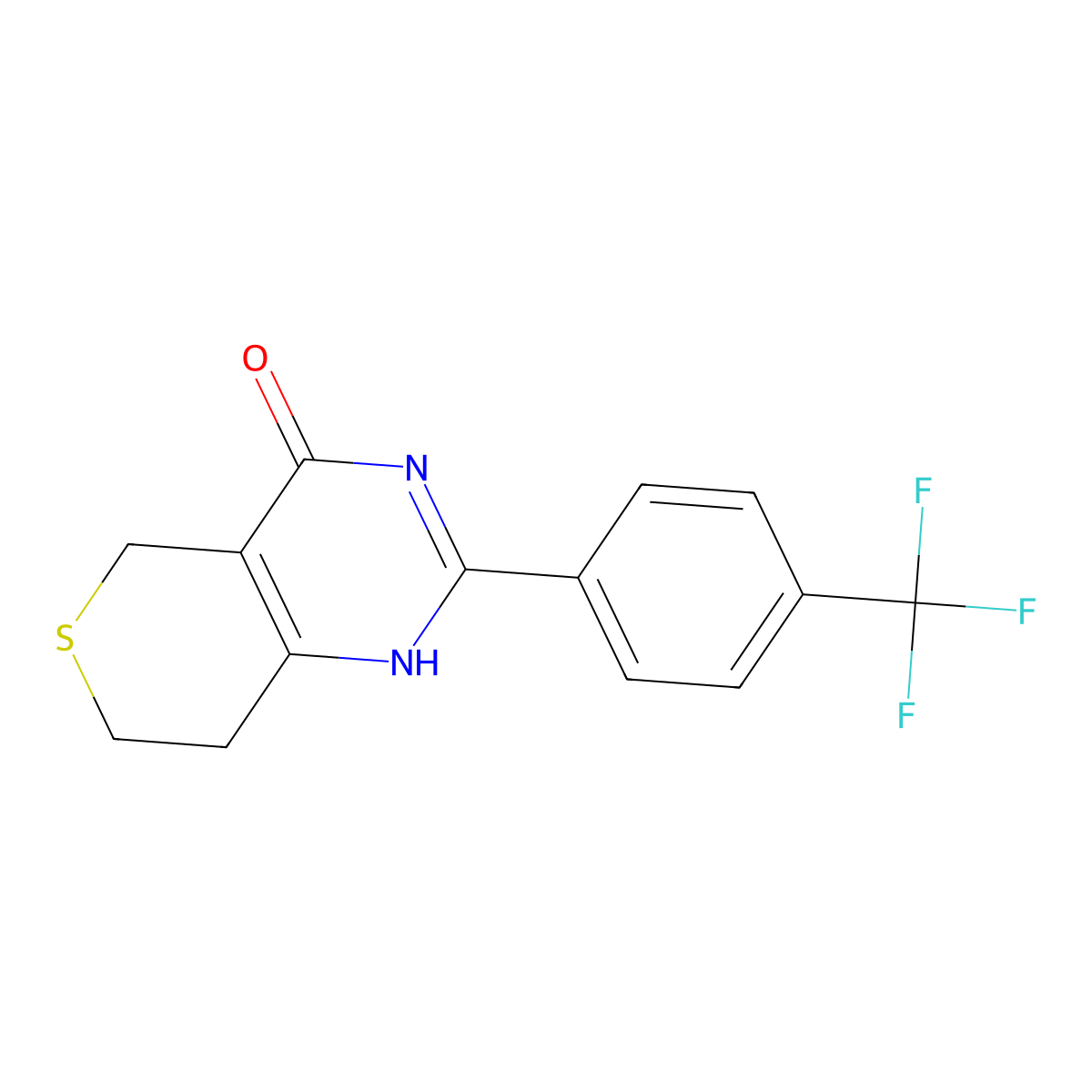 2-[4-(trifluoromethyl)phenyl]-1,5,7,8-tetrahydrothiopyrano[4,3-d]pyrimidin-4-one molecular structure, CAS 284028-89-3
