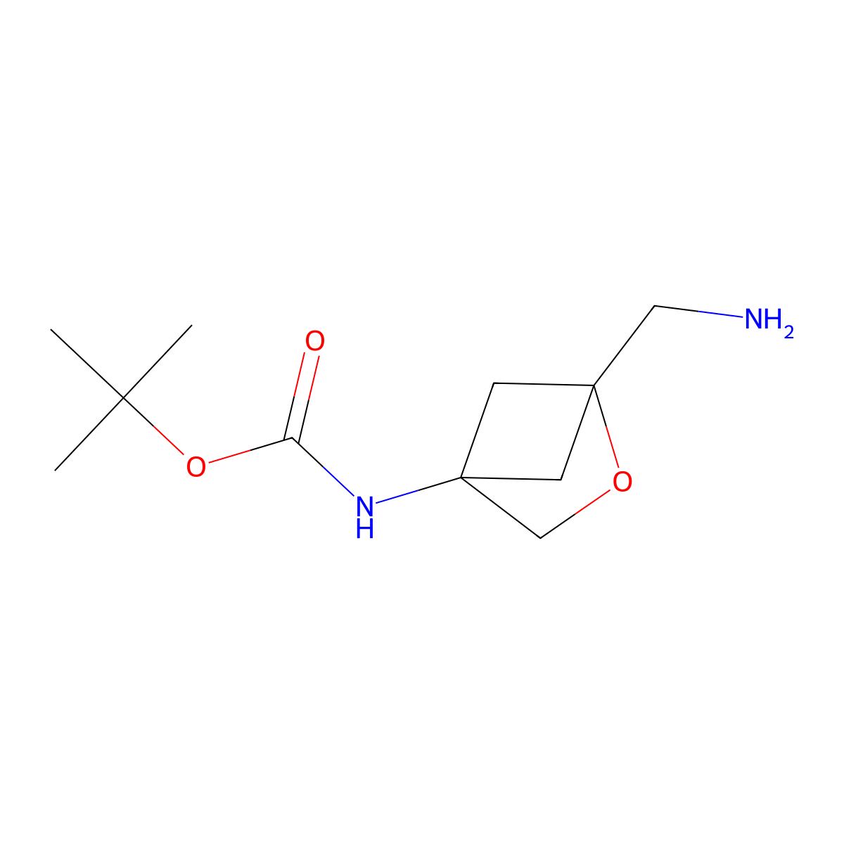 tert-butyl N-[1-(aminomethyl)-2-oxabicyclo[2.1.1]hexan-4-yl]carbamate molecular structure, CAS 2840297-51-8