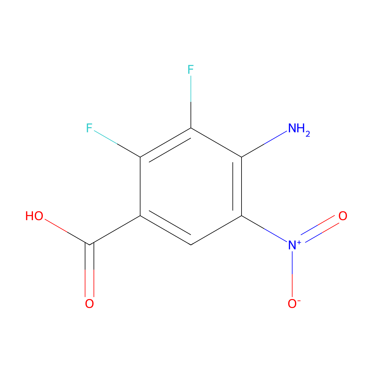 4-Amino-2,3-difluoro-5-nitrobenzoic acid molecular structure, CAS 284030-57-5