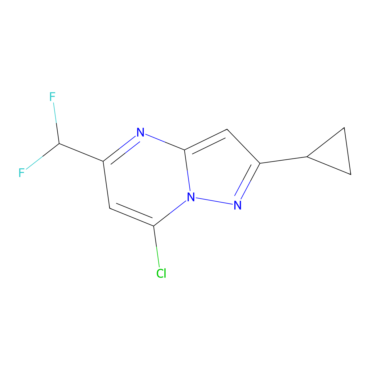 7-Chloro-2-cyclopropyl-5-(difluoromethyl)pyrazolo[1,5-a]pyrimidine molecular structure, CAS 2840363-59-7