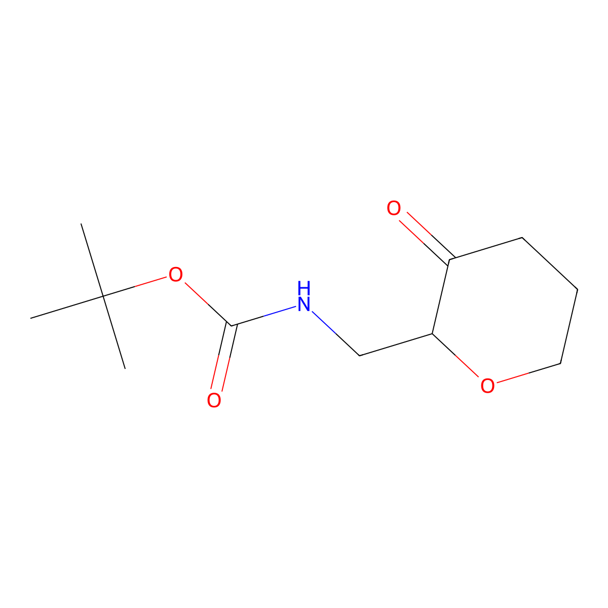 tert-butyl N-[(3-oxooxan-2-yl)methyl]carbamate molecular structure, CAS 2840374-39-0