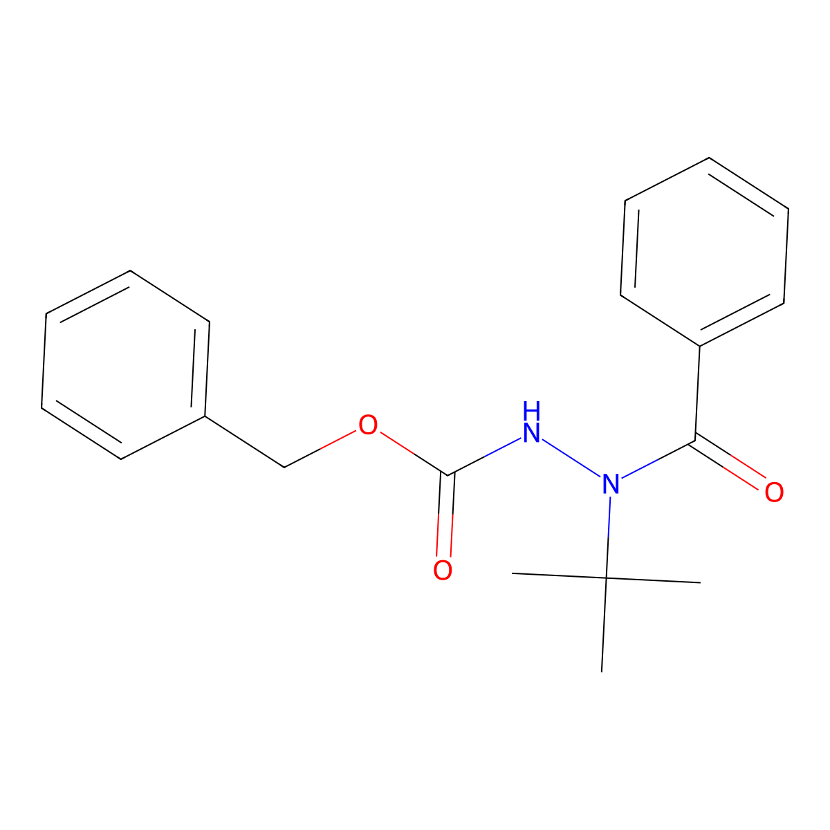 Benzyl 2-benzoyl-2-tert-butylhydrazinecarboxylate molecular structure, CAS 284044-47-9