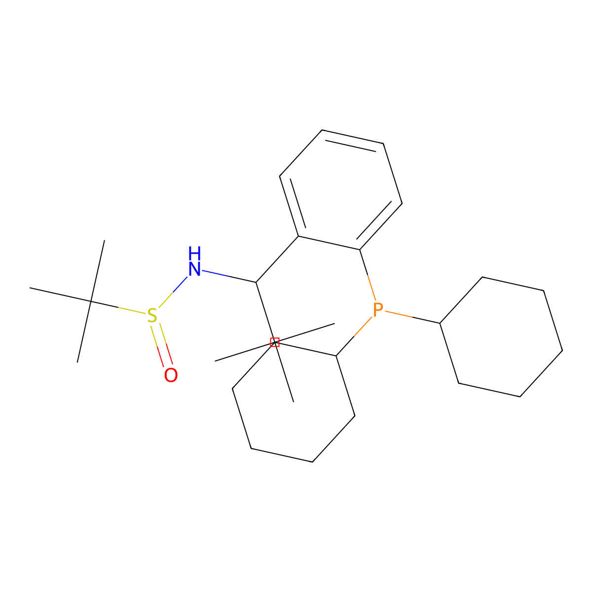 [S(R)]-N-((1R)-1-(2-(Dicyclohexylphosphino)phenyl)-2,2-dimethylpropyl)-2-methyl-2-propanesulfinamide molecular structure, CAS 2840461-31-4
