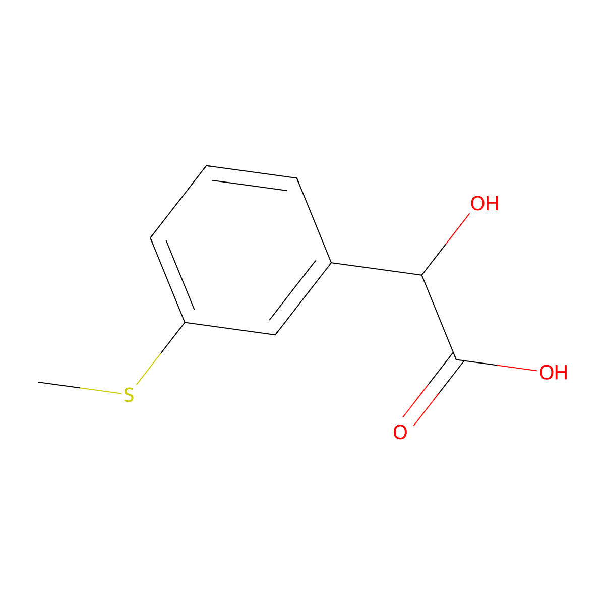2-Hydroxy-2-[3-(methylsulfanyl)phenyl]acetic acid molecular structure, CAS 284047-77-4