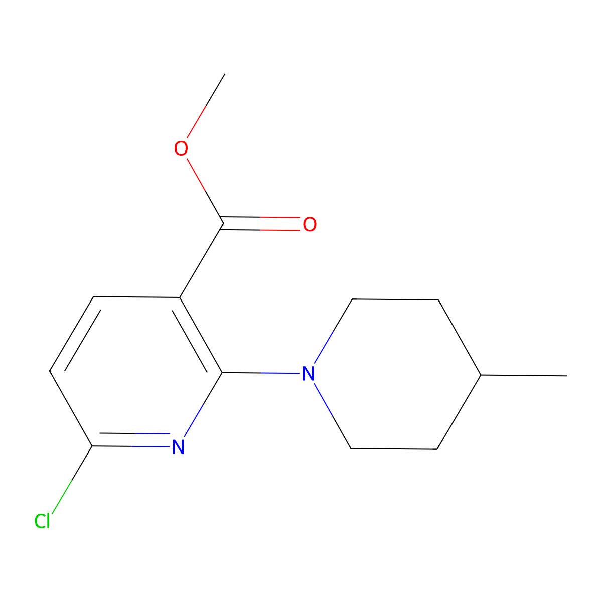Methyl 6-chloro-2-(4-methylpiperidin-1-yl)nicotinate molecular structure, CAS 2840915-18-4