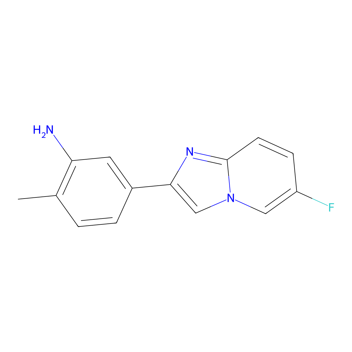 5-{6-Fluoroimidazo[1,2-a]pyridin-2-yl}-2-methylaniline molecular structure, CAS 2840929-13-5